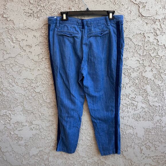 Rag & Bone High Rise Linen Cropped Jean Tuxedo Stripe Size 30 - Picture 4 of 7